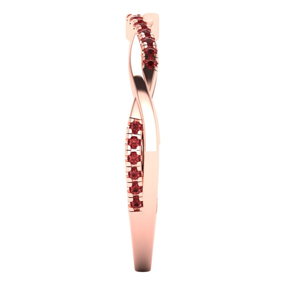 0.16 cttw Natural Garnet Round Cut Rose Gold Eternity Wedding Band