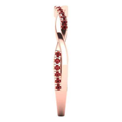 0.16 cttw Natural Garnet Round Cut Rose Gold Eternity Wedding Band