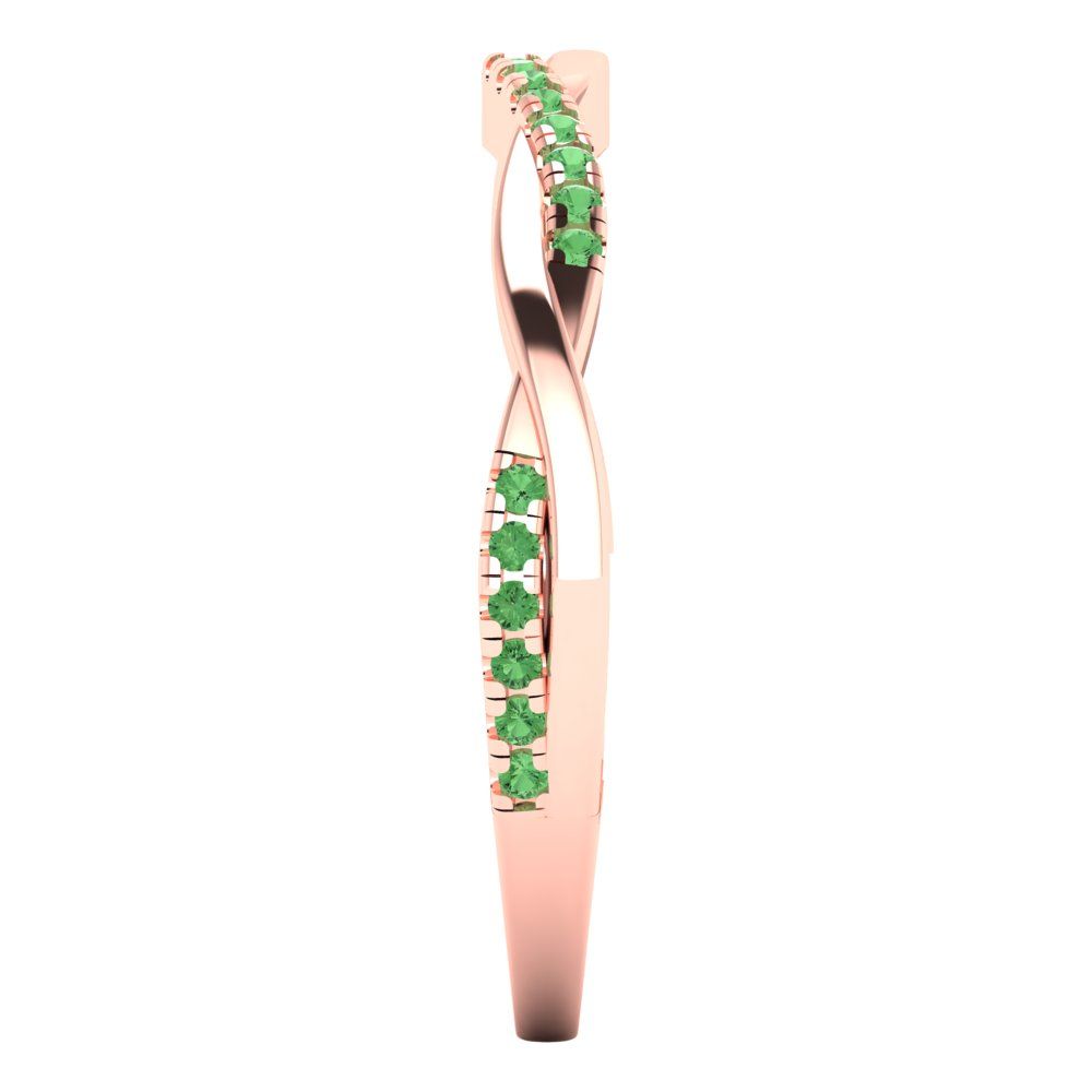 0.16 cttw Simulated Green Diamond Round Cut Rose Gold Eternity Wedding Band