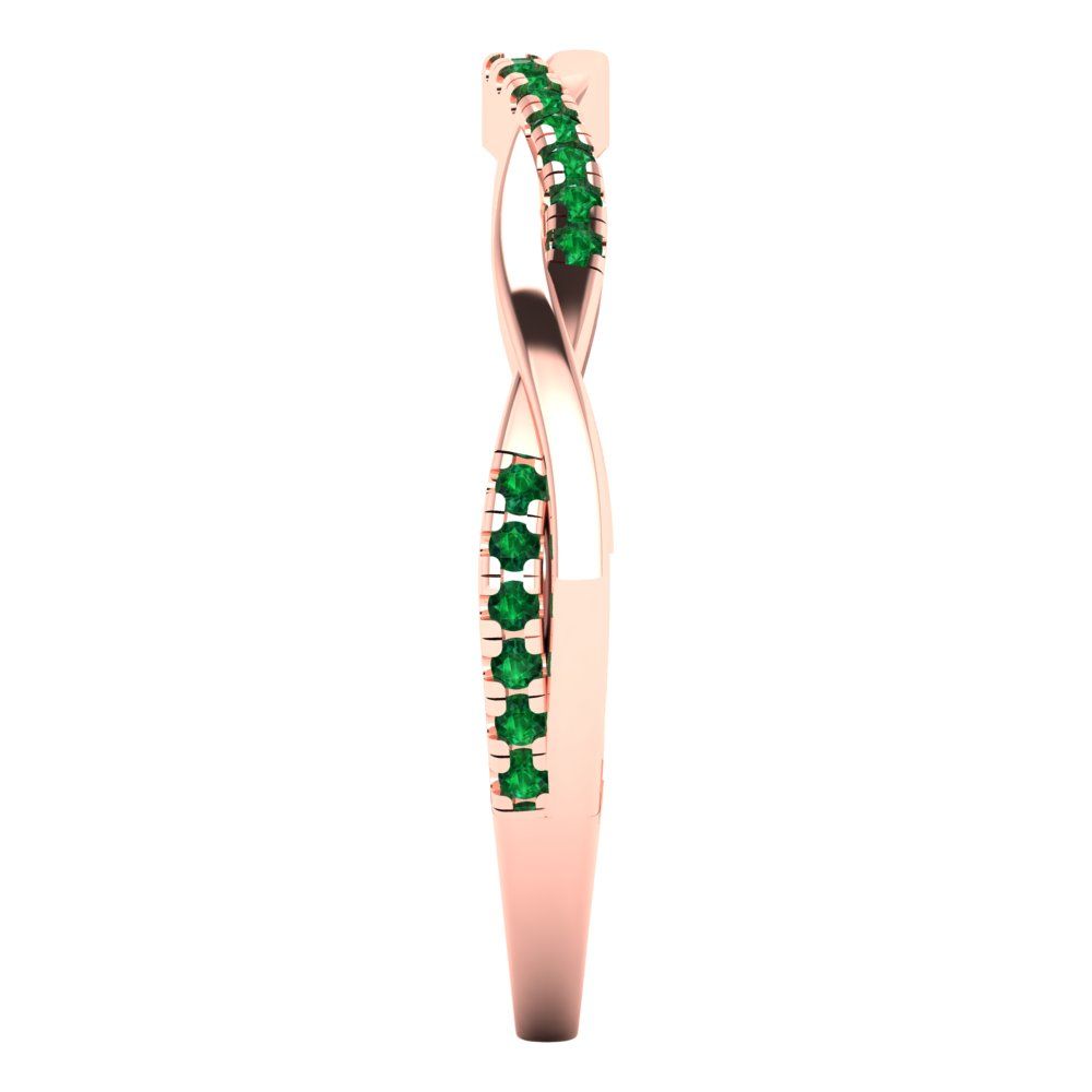 0.16 cttw Simulated Emerald Round Cut Rose Gold Eternity Wedding Band