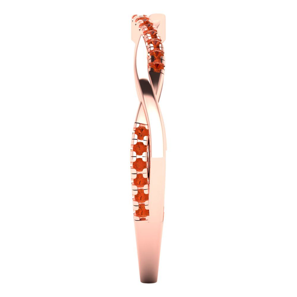 0.16 cttw Simulated Red Diamond Round Cut Rose Gold Eternity Wedding Band