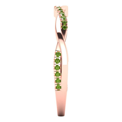 0.16 cttw Natural Peridot Round Cut Rose Gold Eternity Wedding Band