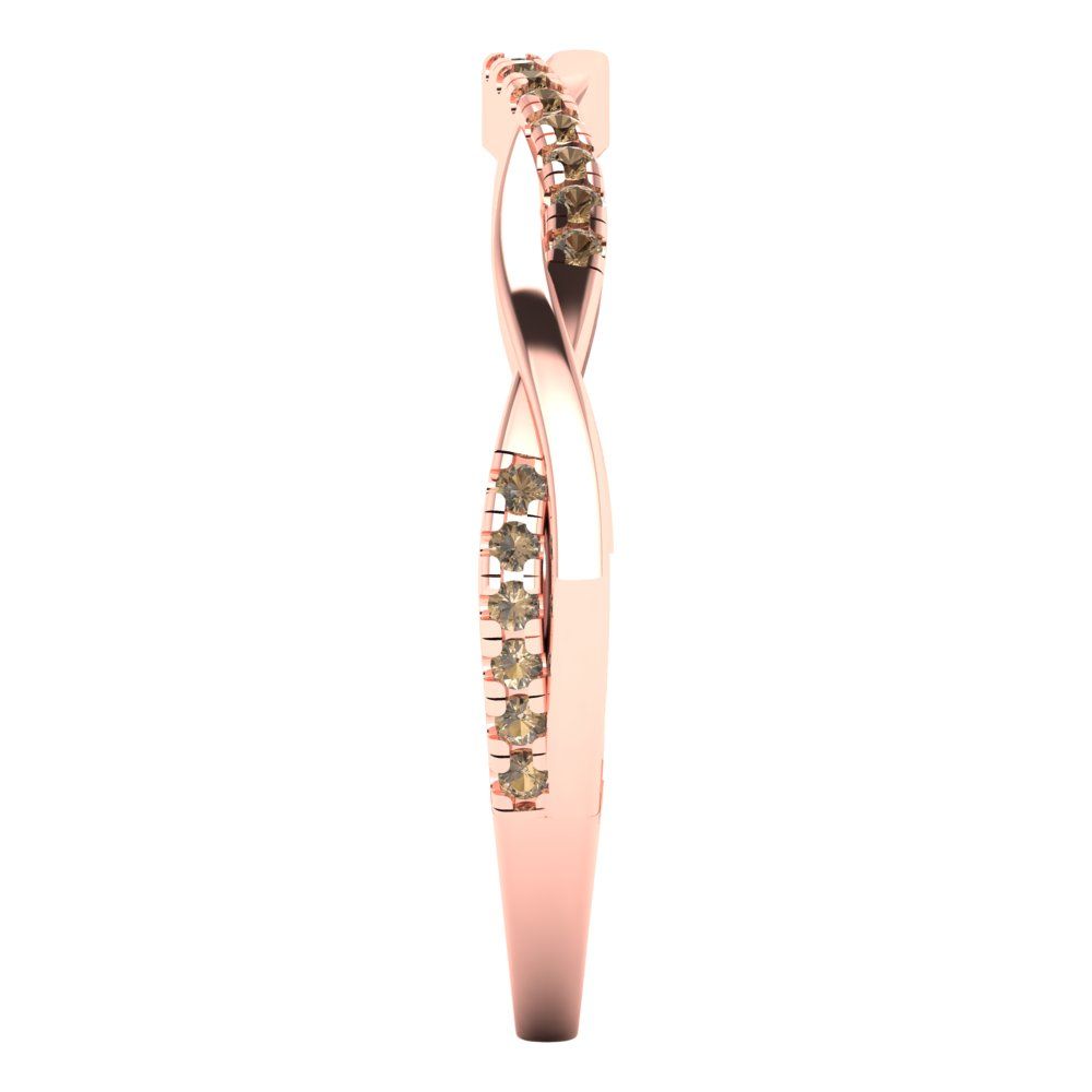 0.16 cttw Simulated Champagne Diamond Round Cut Rose Gold Eternity Wedding Band