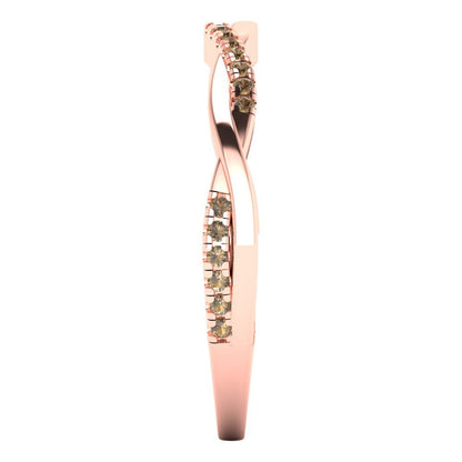 0.16 cttw Simulated Champagne Diamond Round Cut Rose Gold Eternity Wedding Band