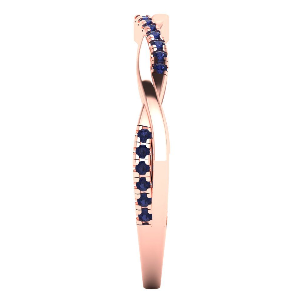 0.16 cttw Simulated Blue Sapphire Round Cut Rose Gold Eternity Wedding Band