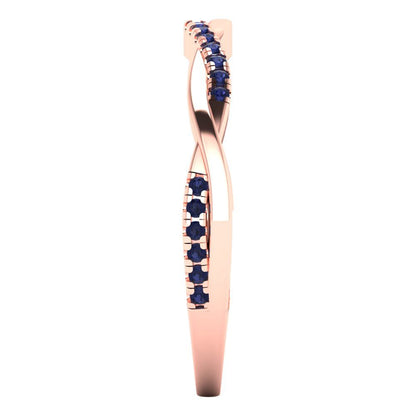 0.16 cttw Simulated Blue Sapphire Round Cut Rose Gold Eternity Wedding Band