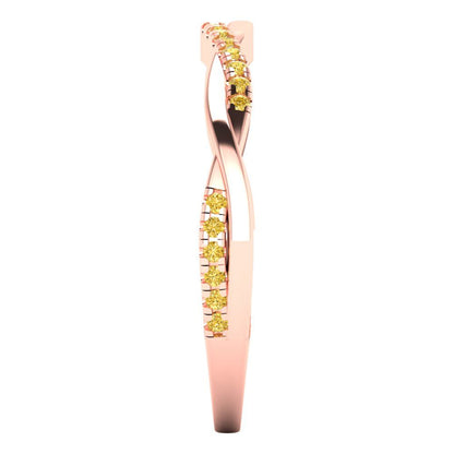 0.16 cttw Simulated Yellow Diamond Round Cut Rose Gold Eternity Wedding Band