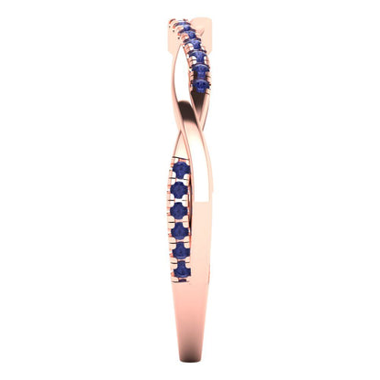 0.16 cttw Simulated Tanzanite Round Cut Rose Gold Eternity Wedding Band