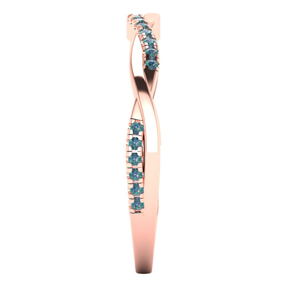 0.16 cttw Blue Moissanite Round Cut Rose Gold Eternity Wedding Band