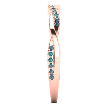 0.16 cttw Blue Moissanite Round Cut Rose Gold Eternity Wedding Band