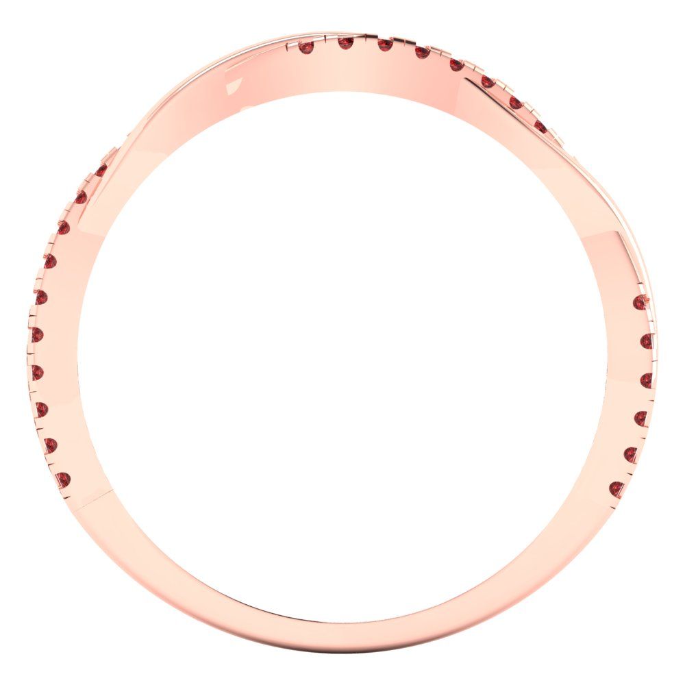 0.16 cttw Natural Garnet Round Cut Rose Gold Eternity Wedding Band