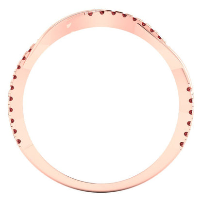 0.16 cttw Natural Garnet Round Cut Rose Gold Eternity Wedding Band