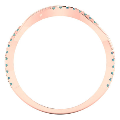 0.16 cttw Blue Moissanite Round Cut Rose Gold Eternity Wedding Band