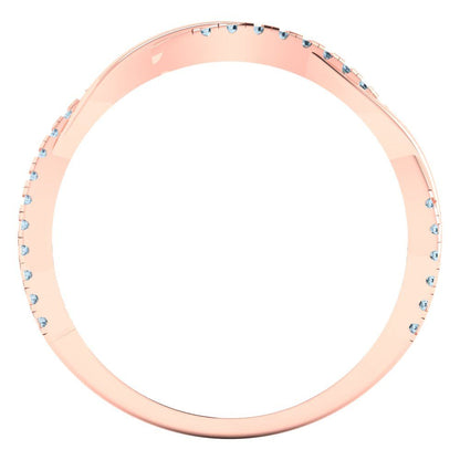0.16 cttw Natural Aquamarine Round Cut Rose Gold Eternity Wedding Band