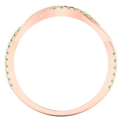 0.16 cttw Simulated Green Diamond Round Cut Rose Gold Eternity Wedding Band