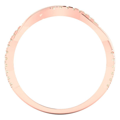 0.16 cttw Natural Morganite Round Cut Rose Gold Eternity Wedding Band