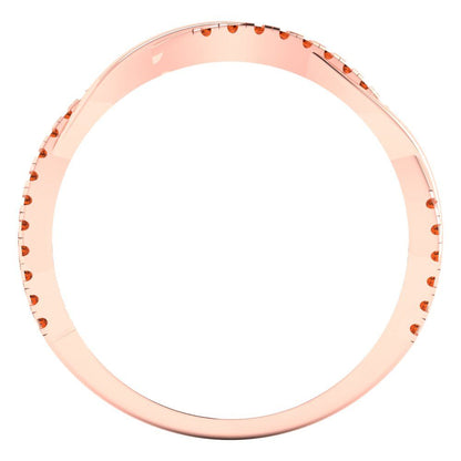 0.16 cttw Simulated Red Diamond Round Cut Rose Gold Eternity Wedding Band