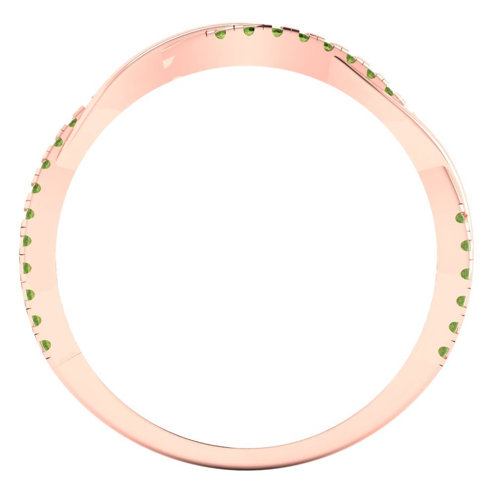 0.16 cttw Natural Peridot Round Cut Rose Gold Eternity Wedding Band