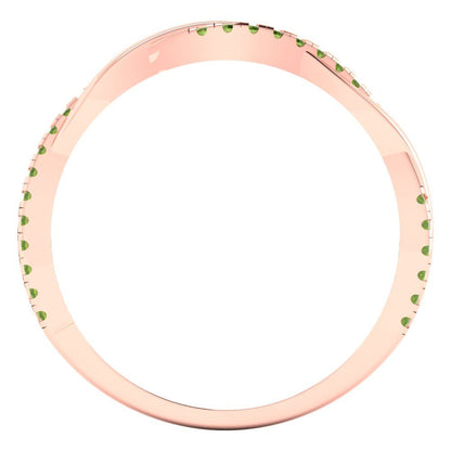 0.16 cttw Natural Peridot Round Cut Rose Gold Eternity Wedding Band