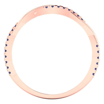 0.16 cttw Simulated Tanzanite Round Cut Rose Gold Eternity Wedding Band