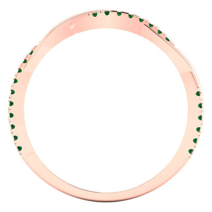 0.16 cttw Simulated Emerald Round Cut Rose Gold Eternity Wedding Band