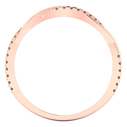 0.16 cttw Simulated Champagne Diamond Round Cut Rose Gold Eternity Wedding Band