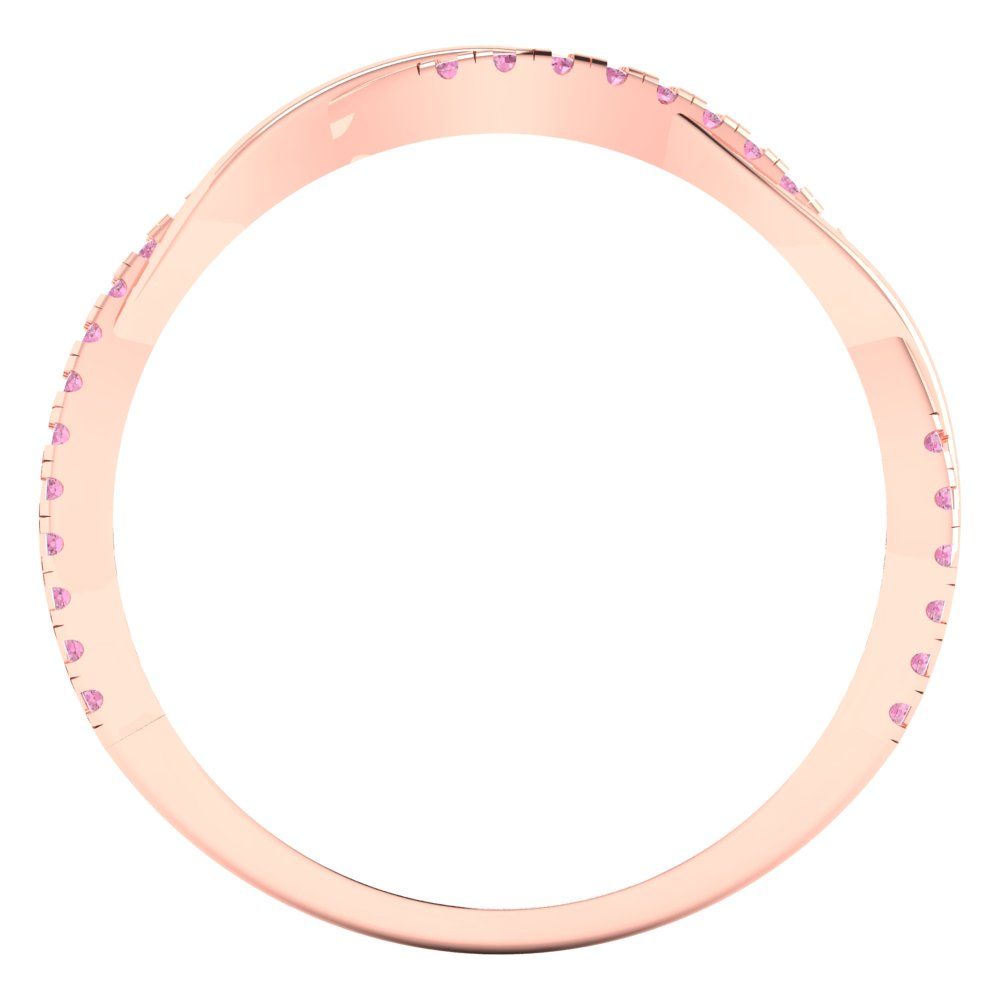 0.16 cttw Simulated Pink Diamond Round Cut Rose Gold Eternity Wedding Band