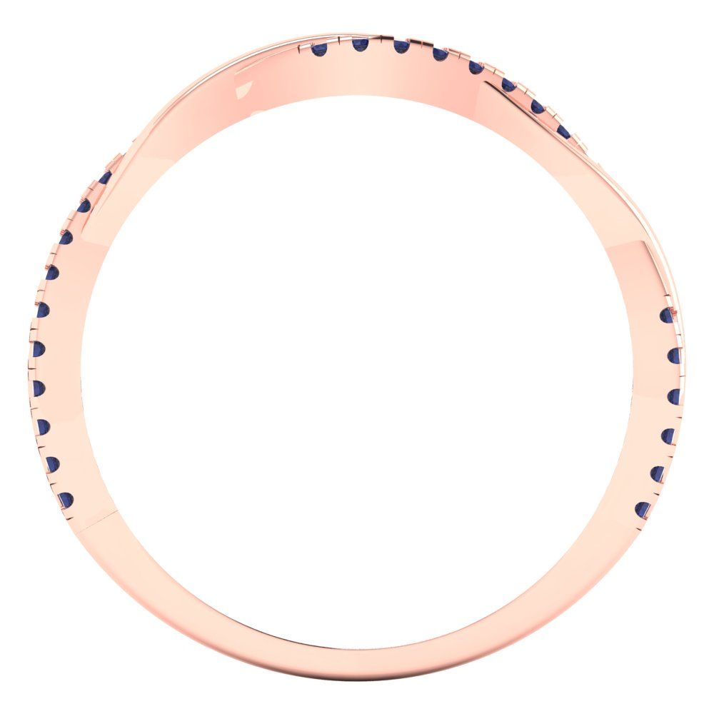 0.16 cttw Simulated Blue Sapphire Round Cut Rose Gold Eternity Wedding Band