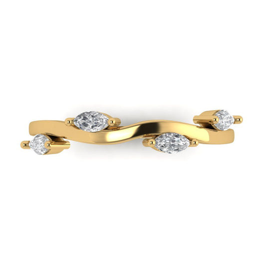0.4 cttw Simulated Diamond Marquise Cut Yellow Gold Eternity Wedding Band