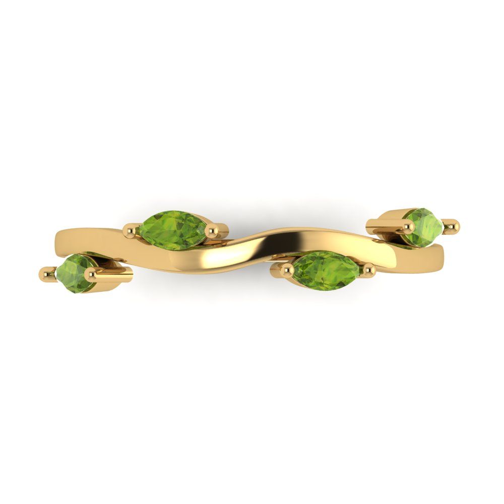 0.4 cttw Natural Peridot Marquise Cut Yellow Gold Eternity Wedding Band