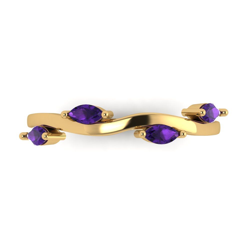 0.4 cttw Natural Amethyst Marquise Cut Yellow Gold Eternity Wedding Band