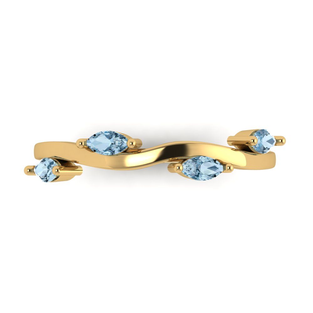 0.4 cttw Natural Swiss Blue Topaz Marquise Cut Yellow Gold Eternity Wedding Band