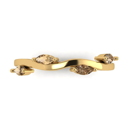 0.4 cttw Simulated Champagne Diamond Marquise Cut Yellow Gold Eternity Wedding Band