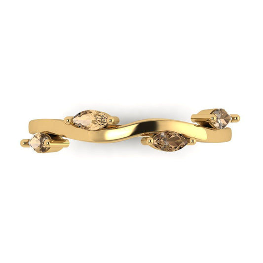 0.4 cttw Simulated Champagne Diamond Marquise Cut Yellow Gold Eternity Wedding Band