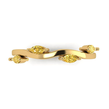 0.4 cttw Simulated Yellow Diamond Marquise Cut Yellow Gold Eternity Wedding Band