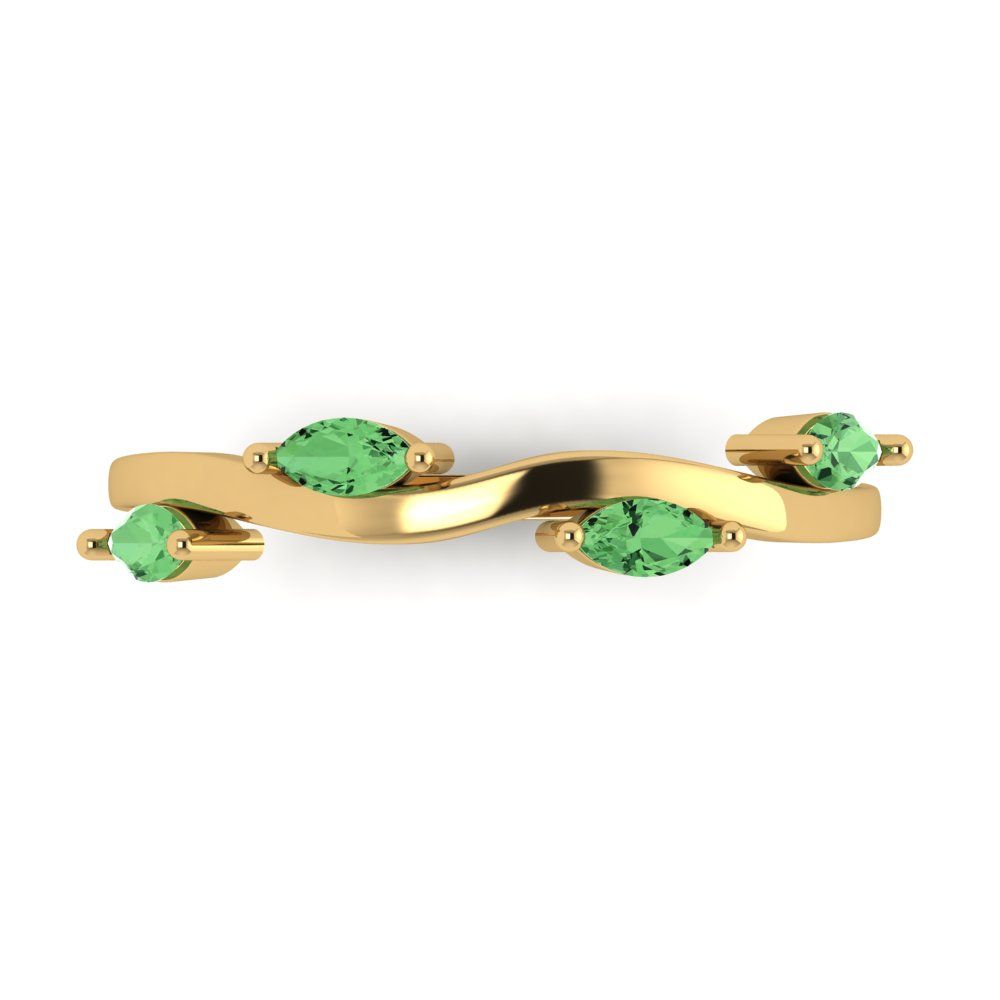 0.4 cttw Simulated Green Diamond Marquise Cut Yellow Gold Eternity Wedding Band