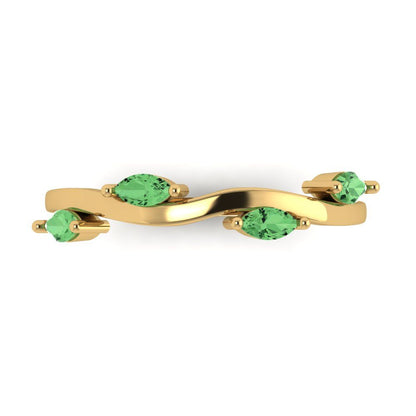 0.4 cttw Simulated Green Diamond Marquise Cut Yellow Gold Eternity Wedding Band