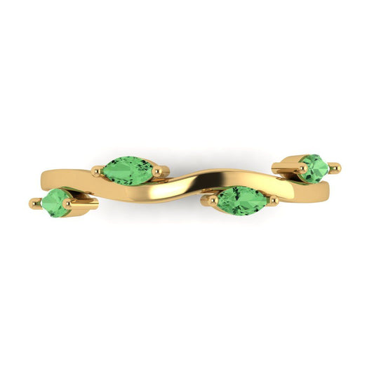 0.4 cttw Simulated Green Diamond Marquise Cut Yellow Gold Eternity Wedding Band