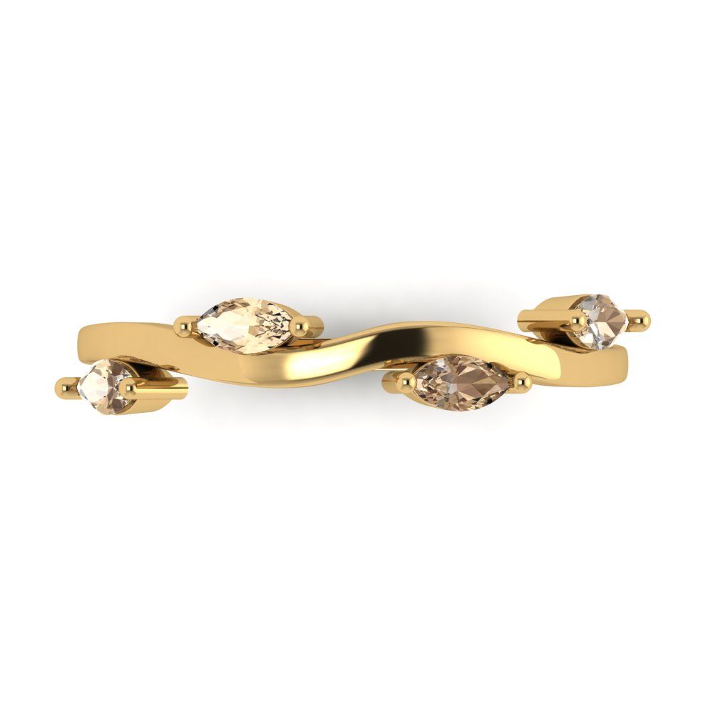 0.4 cttw Yellow Moissanite Marquise Cut Yellow Gold Eternity Wedding Band