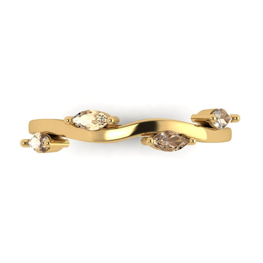 0.4 cttw Yellow Moissanite Marquise Cut Yellow Gold Eternity Wedding Band