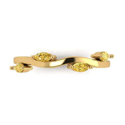 0.4 cttw Natural Citrine Marquise Cut Yellow Gold Eternity Wedding Band