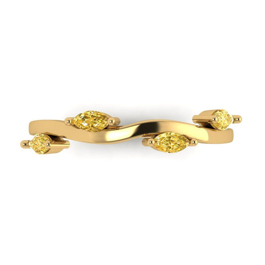 0.4 cttw Natural Citrine Marquise Cut Yellow Gold Eternity Wedding Band