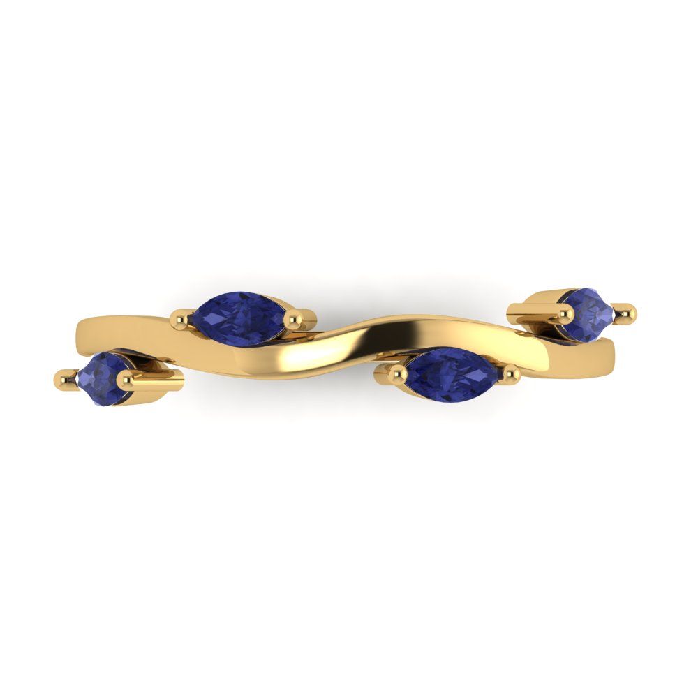 0.4 cttw Simulated Tanzanite Marquise Cut Yellow Gold Eternity Wedding Band