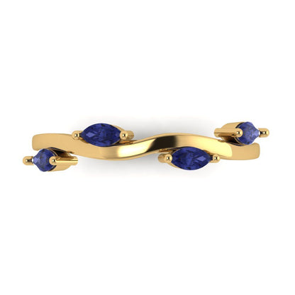 0.4 cttw Simulated Tanzanite Marquise Cut Yellow Gold Eternity Wedding Band