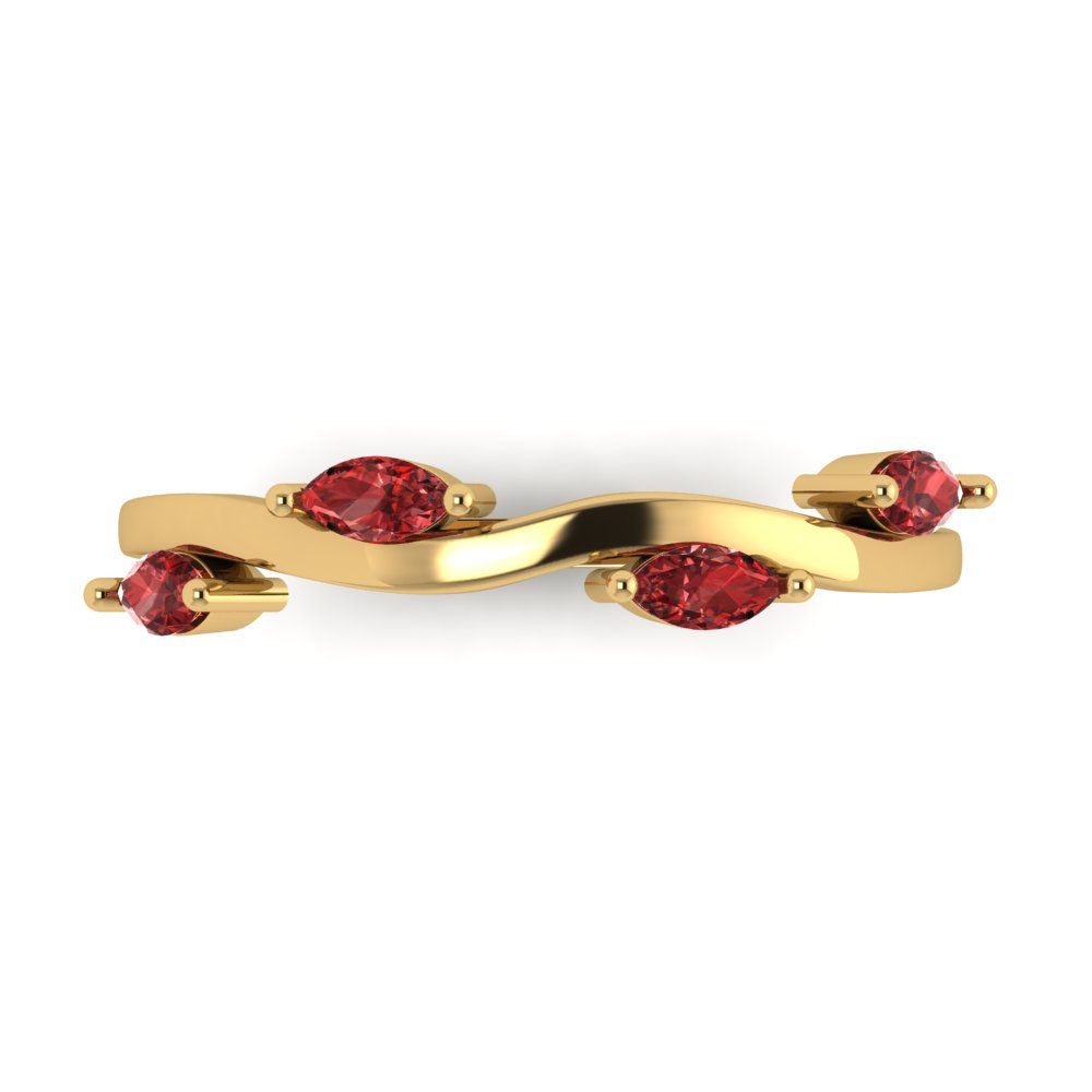 0.4 cttw Natural Garnet Marquise Cut Yellow Gold Eternity Wedding Band