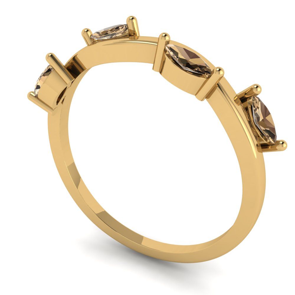 0.4 cttw Simulated Champagne Diamond Marquise Cut Yellow Gold Eternity Wedding Band