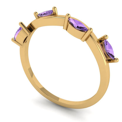 0.4 cttw Simulated Alexandrite Marquise Cut Yellow Gold Eternity Wedding Band