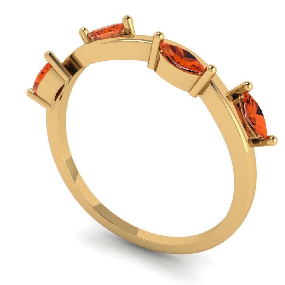 0.4 cttw Simulated Red Diamond Marquise Cut Yellow Gold Eternity Wedding Band