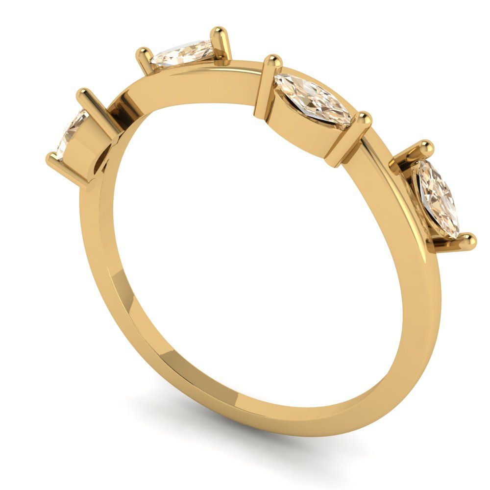 0.4 cttw Natural Morganite Marquise Cut Yellow Gold Eternity Wedding Band