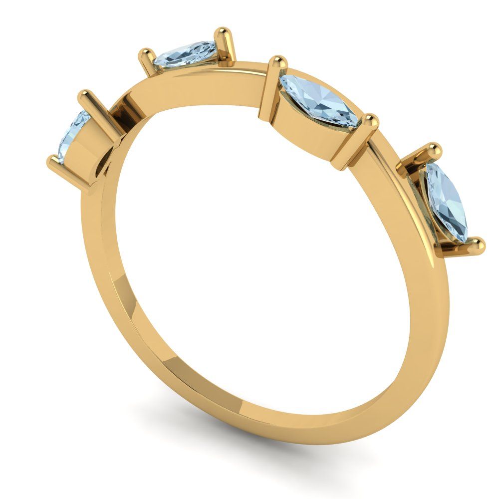 0.4 cttw Natural Sky Blue Topaz Marquise Cut Yellow Gold Eternity Wedding Band